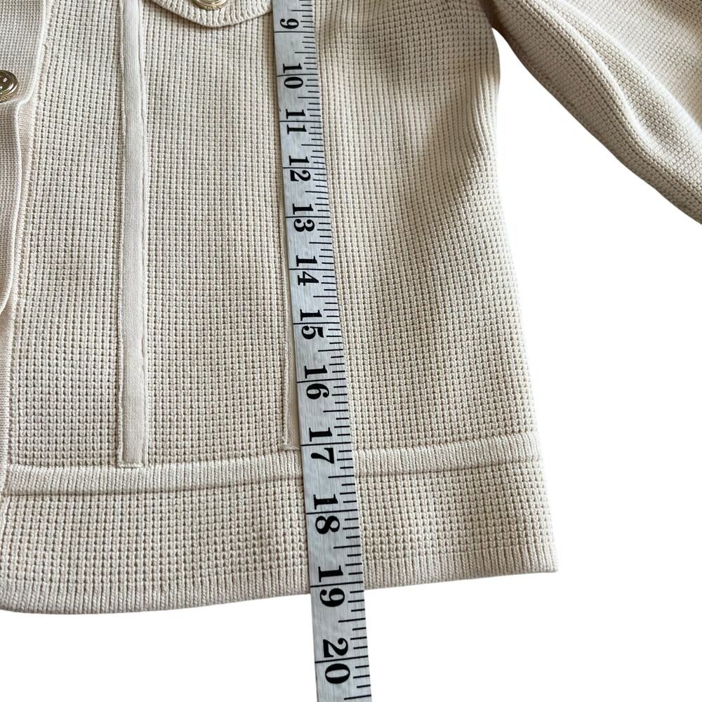 Sandro Paco Cream Waffle Knit Collared Button Front Cardigan Sweater Jacket - Picture 8 of 12